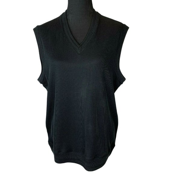 Tommy Bahama Silk Sweater Vest size M Men Black Sleeveless Embroidered - Picture 1 of 4